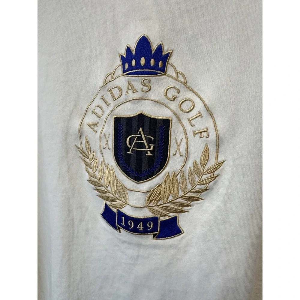 New Adidas Golf Go-To Crest Graphic Long Sleeve T-Shirt 100% Cotton‎ Size L